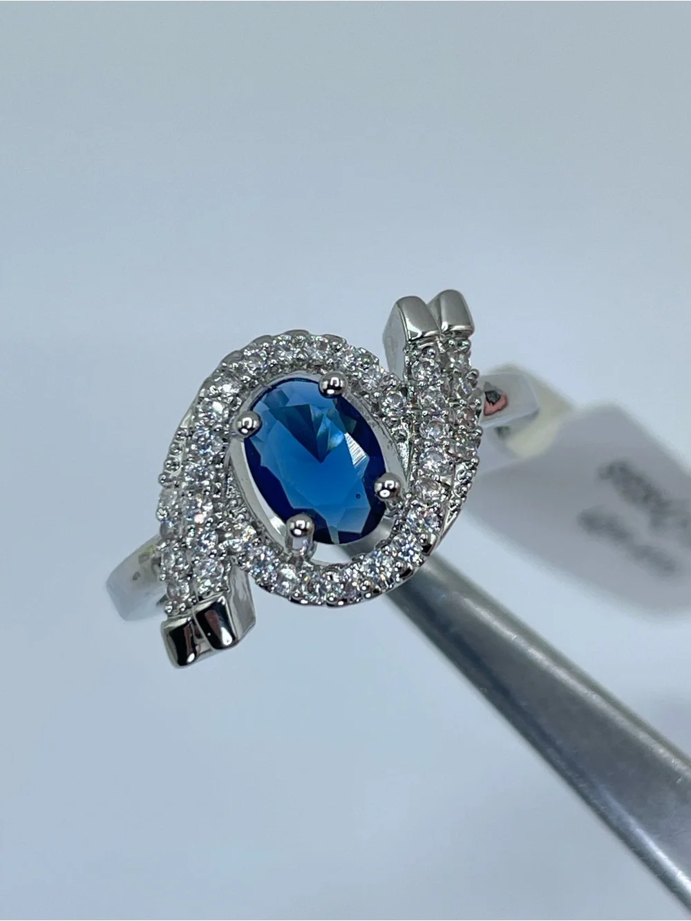 Swarovski Crystal Elements Sapphire Blue Swarovski Elements Halo Ring Size 7
